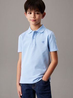 blue stretch pique polo shirt for boys calvin klein jeans