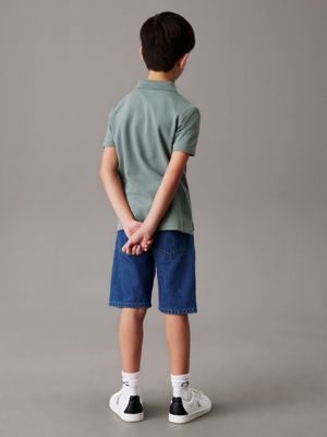 blue stretch pique polo shirt for boys calvin klein jeans