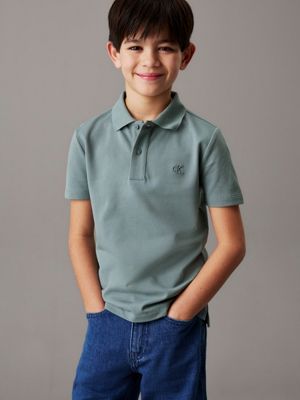 blue stretch pique polo shirt for boys calvin klein jeans