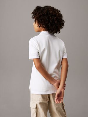 bright white stretch pique polo shirt for boys calvin klein jeans