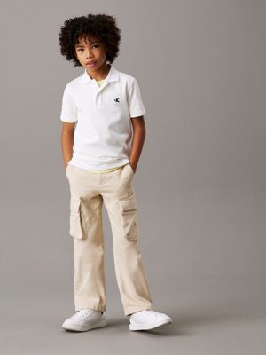 bright white stretch pique polo shirt for boys calvin klein jeans