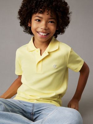 elfin yellow stretch pique polo shirt for boys calvin klein jeans