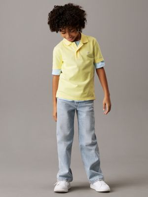 elfin yellow stretch pique polo shirt for boys calvin klein jeans