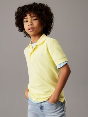 yellow stretch pique polo shirt for boys calvin klein jeans