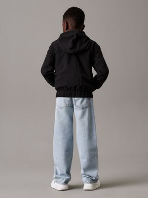 black hooded windbreaker for boys calvin klein jeans