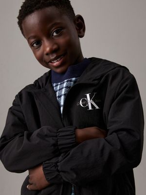 ck black hooded windbreaker for boys calvin klein jeans