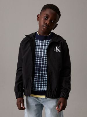 black hooded windbreaker for boys calvin klein jeans