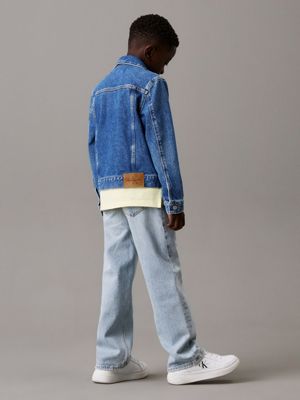 bright mid blue slim denim trucker jacket for boys calvin klein jeans