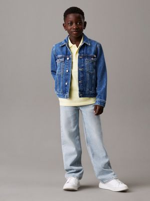 bright mid blue slim denim trucker jacket for boys calvin klein jeans