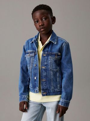 blue slim denim trucker jacket for boys calvin klein jeans