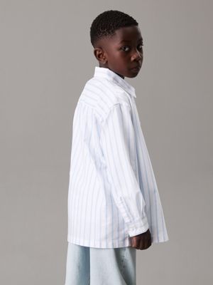 white/blue stripe relaxed striped oxford shirt for boys calvin klein jeans