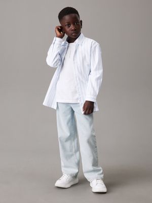 white/blue stripe relaxed striped oxford shirt for boys calvin klein jeans