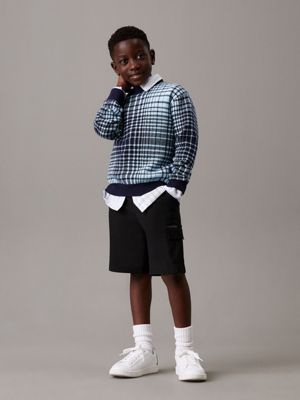 ck black relaxed parachute cargo shorts for boys calvin klein jeans