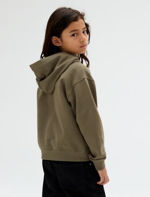 dusty olive relaxed hoodie for boys calvin klein jeans