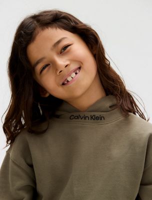 dusty olive relaxed hoodie for boys calvin klein jeans