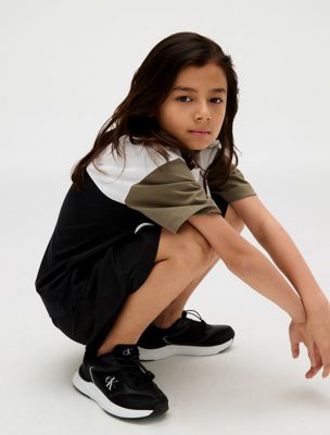 ck black/ dusty olive/ white colourblock logo t-shirt for boys calvin klein jeans