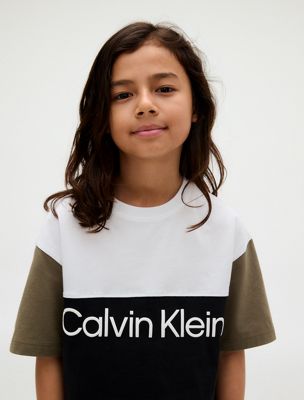 black colourblock logo t-shirt for boys calvin klein jeans