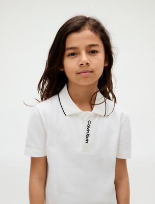 bright white pique polo shirt for boys calvin klein jeans