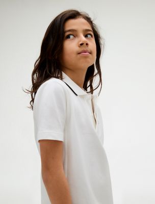 bright white pique polo shirt for boys calvin klein jeans