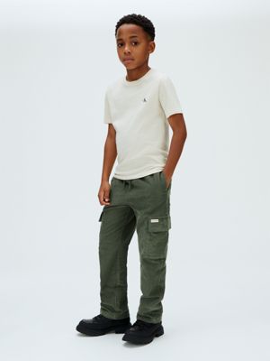 green straight corduroy trousers for boys calvin klein jeans