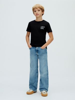black logo t-shirt for boys calvin klein jeans