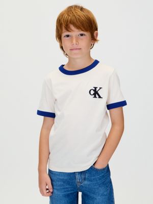 t-shirt con logo ringer beige da bambini 