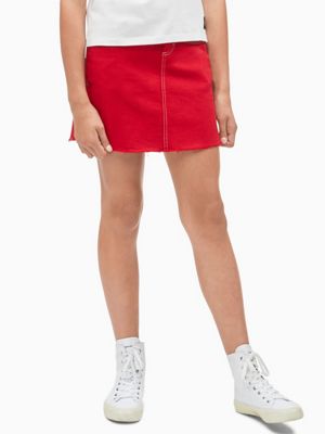 calvin klein red denim skirt