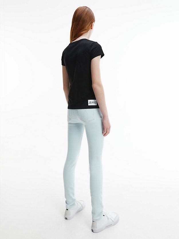 ck black slim organic cotton logo t-shirt for girls calvin klein jeans