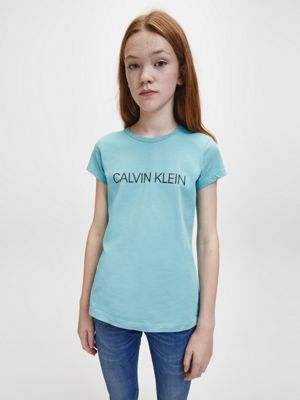  slim cotton logo t-shirt for girls calvin klein jeans