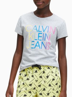  organic cotton logo t-shirt for girls calvin klein jeans