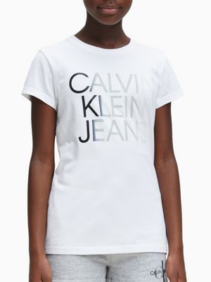  organic cotton logo t-shirt for girls calvin klein jeans