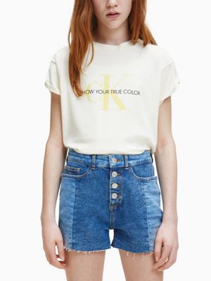  organic cotton natural dye logo t-shirt for girls calvin klein jeans