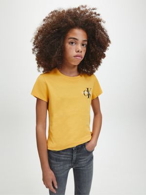  slim organic cotton logo t-shirt for girls calvin klein jeans