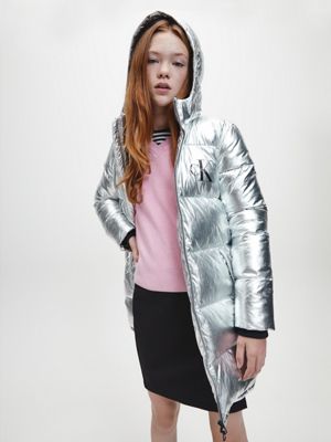 calvin klein silver puffer jacket