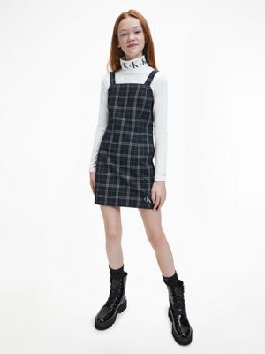 black check pinafore dress