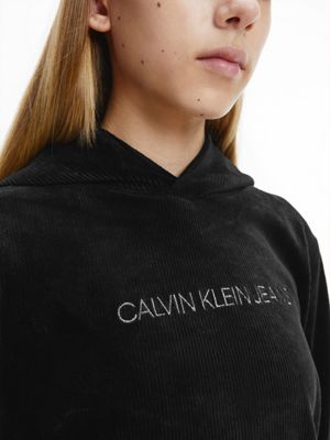 Boxy Ribbed Velour Hoodie Calvin Klein® | IG0IG00931BEH
