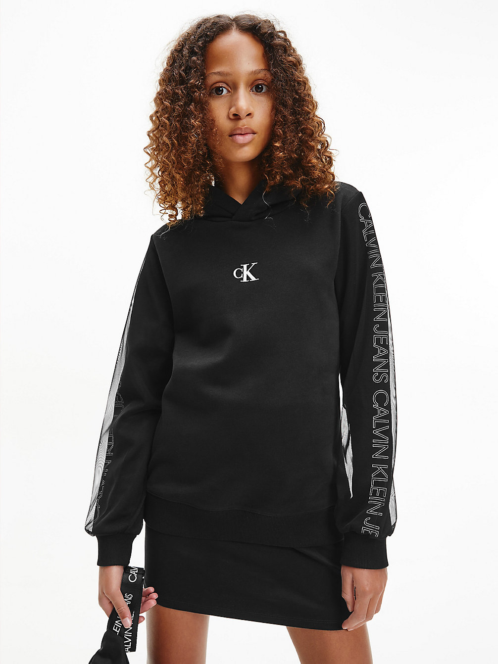 CK BLACK Felpa Con Cappuccio Con Logo In Cotone Biologico undefined bambina Calvin Klein