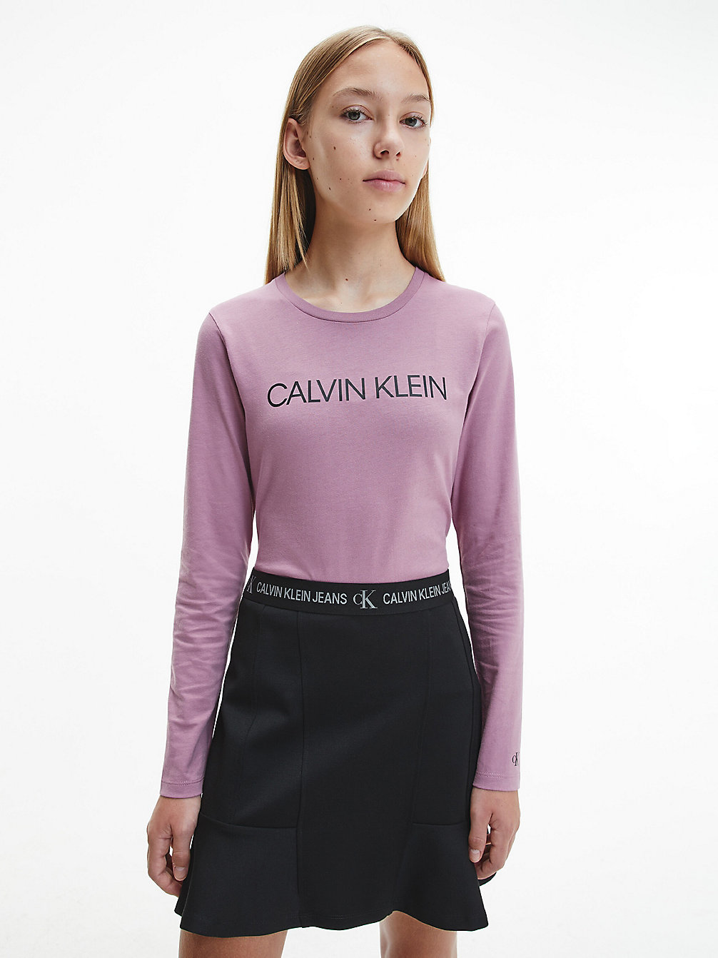 DUSKY ORCHID T-Shirt Slim À Manches Longues En Coton Bio undefined girls Calvin Klein