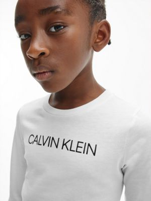 BRIGHT WHITE T-shirt slim in cotone biologico a maniche lunghe slim da bambina CALVIN KLEIN JEANS