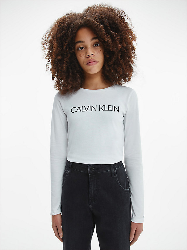 T-Shirt Slim À Manches Longues En Coton Bio > Bright White > undefined girls > Calvin Klein