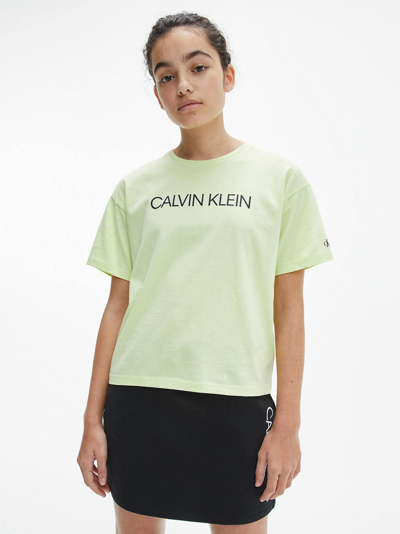 Light Aloe Boxy Organic Cotton Logo T-Shirt undefined girls Calvin Klein