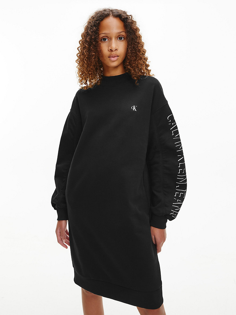 CK BLACK Oversized Organic Cotton Sweatshirt Dress undefined girls Calvin Klein