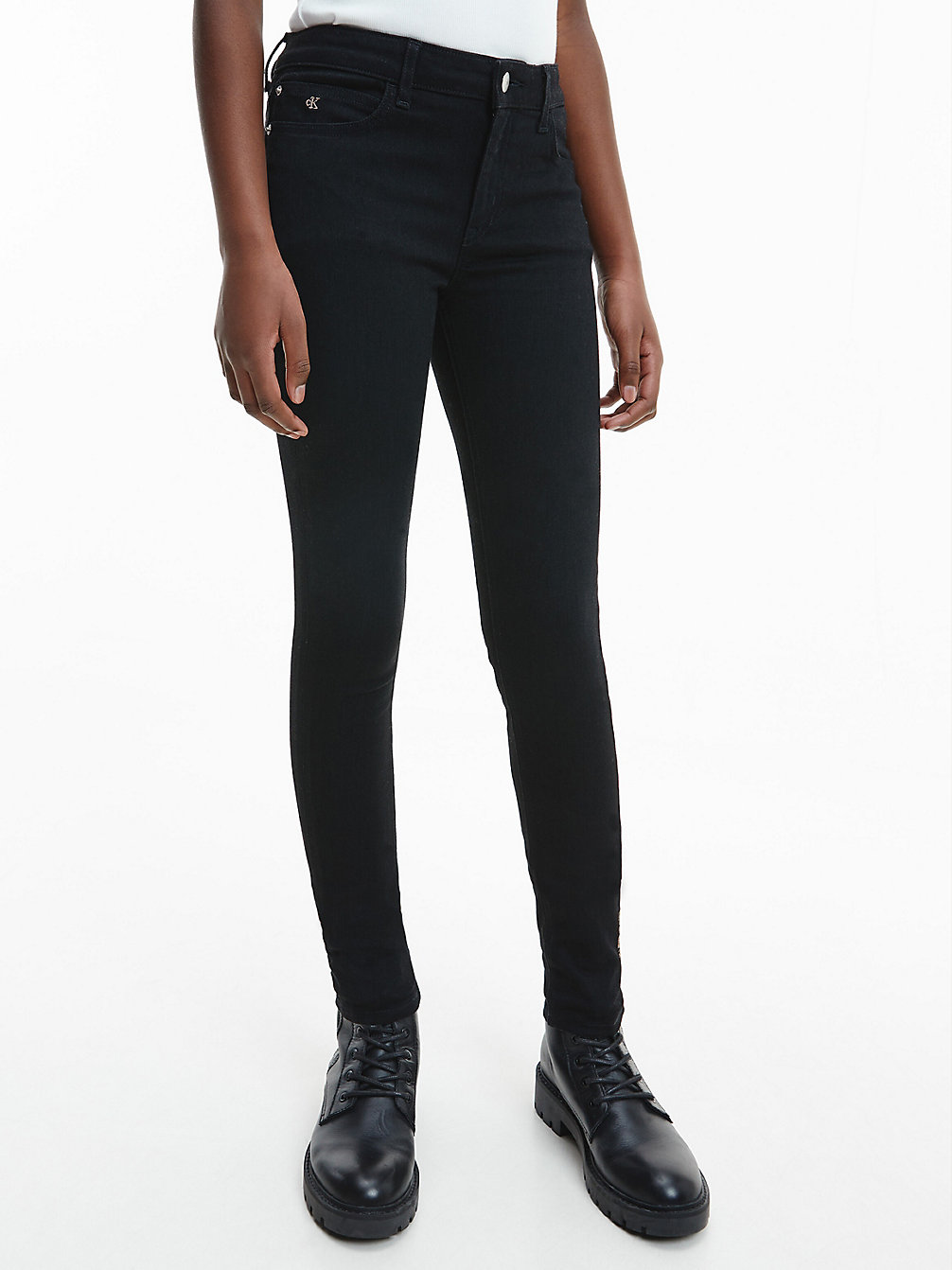 CLEAN BLACK STRETCH > Mid Rise Skinny Jeans > undefined girls - Calvin Klein