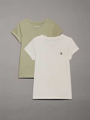 turtledove / misty vale 2 pack slim t-shirts for girls calvin klein jeans