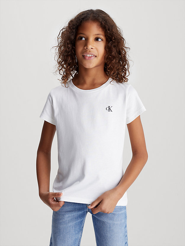 bright white / sepia rose 2 pack slim cotton t-shirts for girls calvin klein jeans