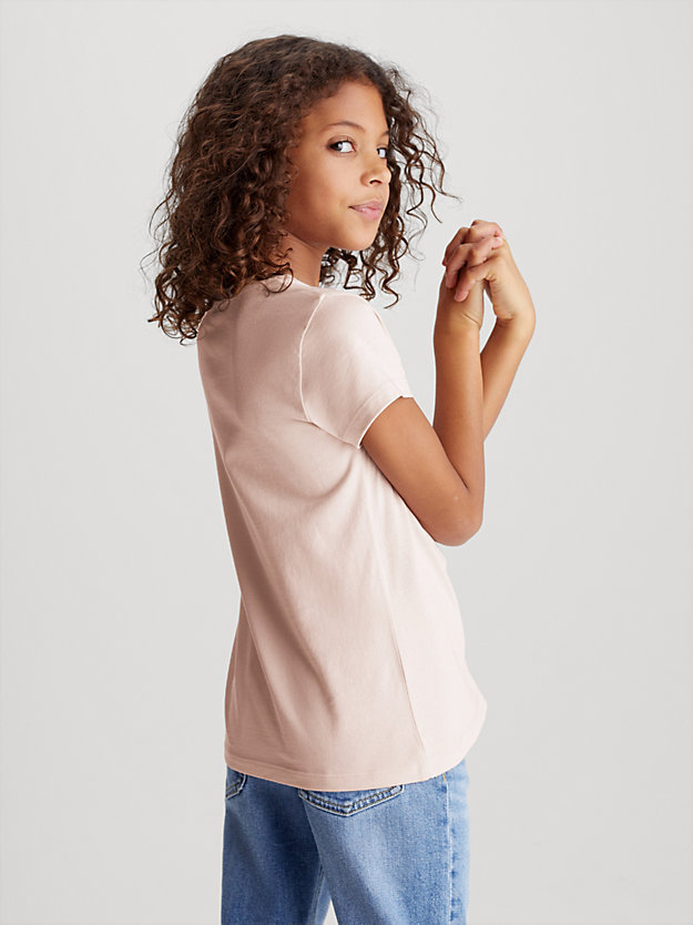 bright white / sepia rose zestaw 2 wąskich t-shirtów bawełnianych dla dziewczynki - calvin klein jeans