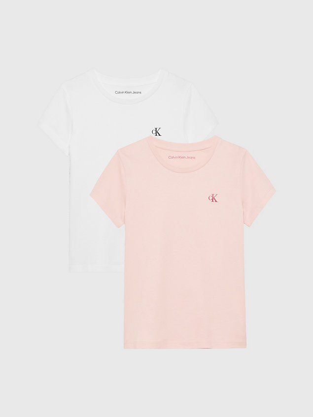 lot de 2 t-shirts slim en coton pink pour filles calvin klein jeans