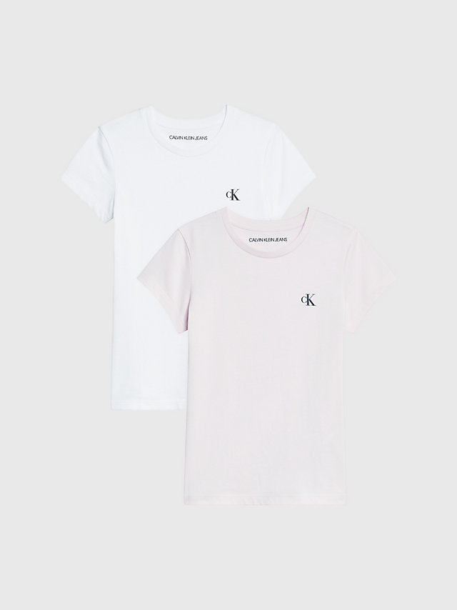 Lot De 2 T-Shirts Slim En Coton Bio > White / Sweetest Pink > undefined girls > Calvin Klein