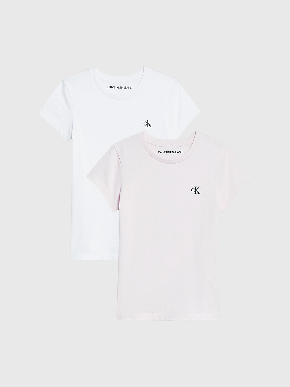 WHITE / SWEETEST PINK 2-Pack Slim T-Shirts Van Biologisch Katoen undefined girls Calvin Klein