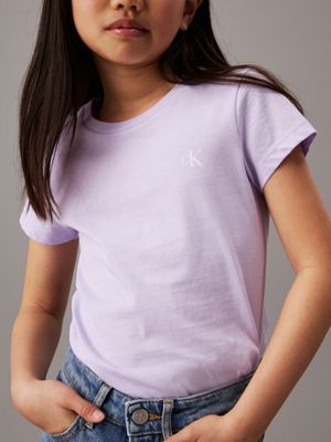 pastel lilac / bright white 2 pack slim t-shirts for girls calvin klein jeans